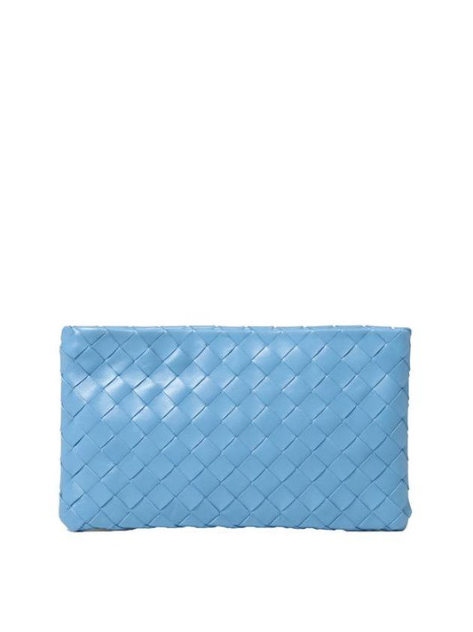 Intrecciato Small Clutch Bag Blue - BOTTEGA VENETA - BALAAN 1