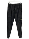 Stretch Cotton Tela Paracadute Cargo Straight Pants Black - STONE ISLAND - BALAAN 7