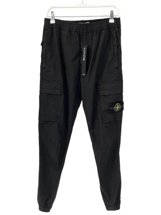 Stretch Cotton Tela Paracadute Cargo Straight Pants Black - STONE ISLAND - BALAAN 7