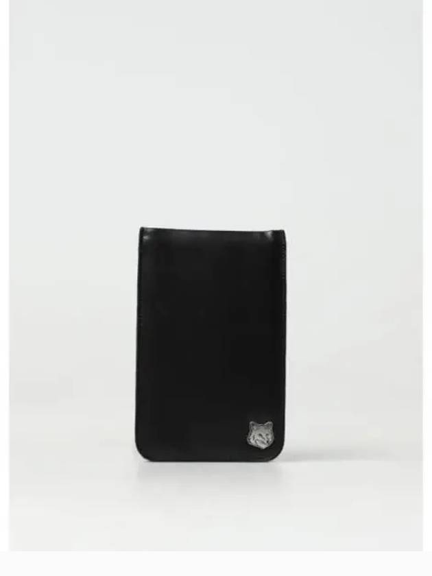 Fox Head Leather Messenger Cross Bag Black - MAISON KITSUNE - BALAAN 2