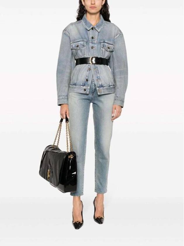 Oversized Fit Denim Jacket Sky Blue - SAINT LAURENT - BALAAN 4