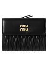 Logo Zipper Leather Card Wallet Black - MIU MIU - BALAAN 2