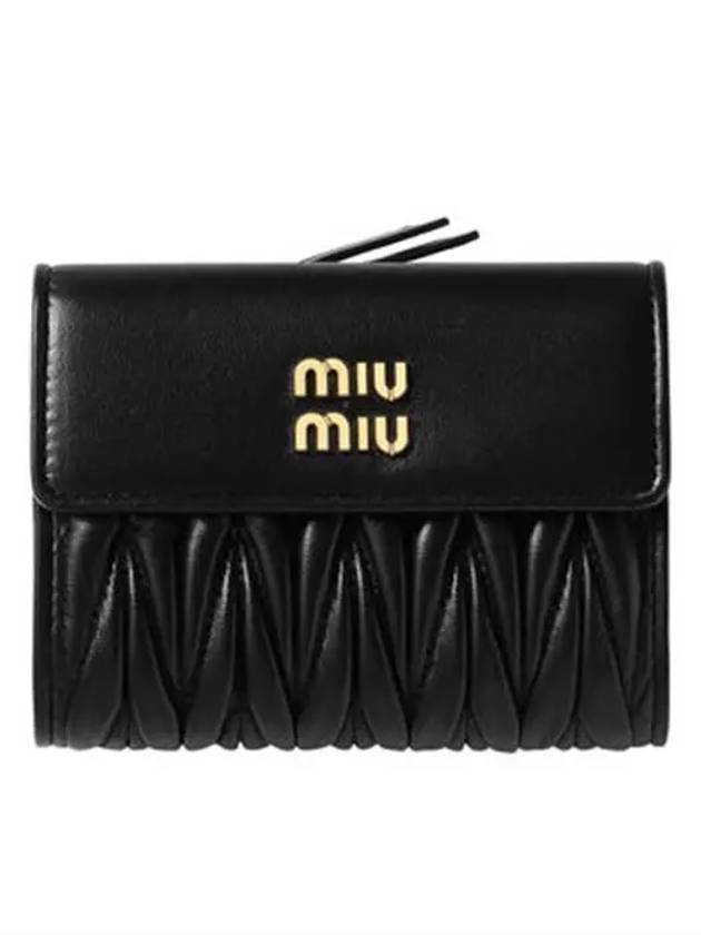 Logo Zipper Leather Card Wallet Black - MIU MIU - BALAAN 2