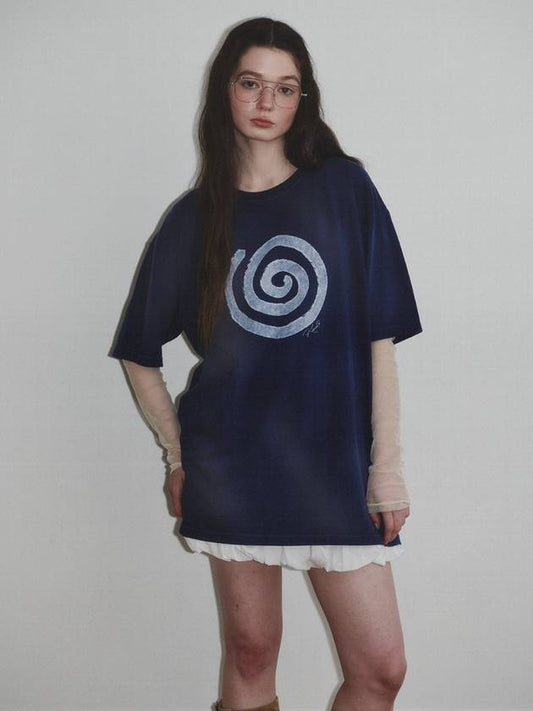 Sulfur Dyed Blow Wind Print T Shirt_Dusty Blue_W - KINETO - BALAAN 2