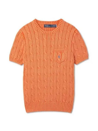 W Cable Knit Cotton Short Sleeve Sweater Orange - POLO RALPH LAUREN - BALAAN 1