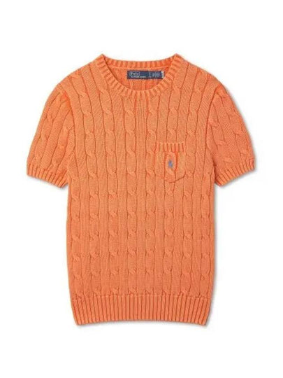 W Cable Knit Cotton Short Sleeve Sweater Orange - POLO RALPH LAUREN - BALAAN 2