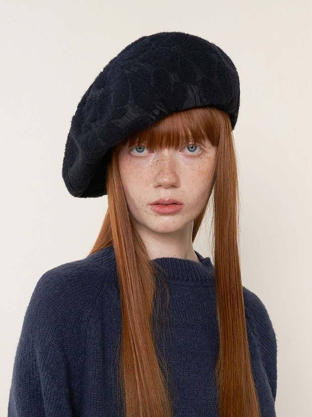 Wide Volume Beret Navy - BROWN HAT - BALAAN 1