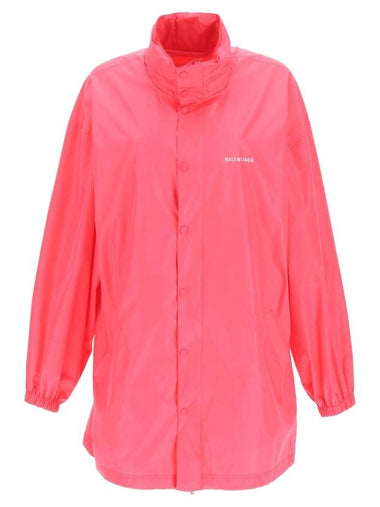 logo oversized taffeta raincoat pink - BALENCIAGA - BALAAN 1