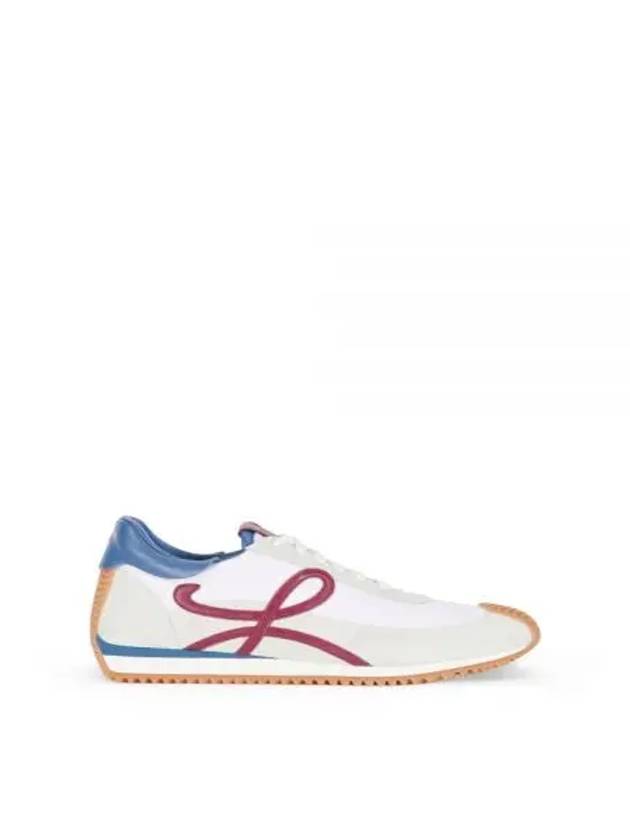 Flow Runner Nylon Suede Low Top Sneakers White Denim Raspberry - LOEWE - BALAAN 2