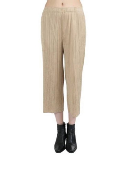 Women's Pleats Wide Pants Beige - ISSEY MIYAKE - BALAAN 2