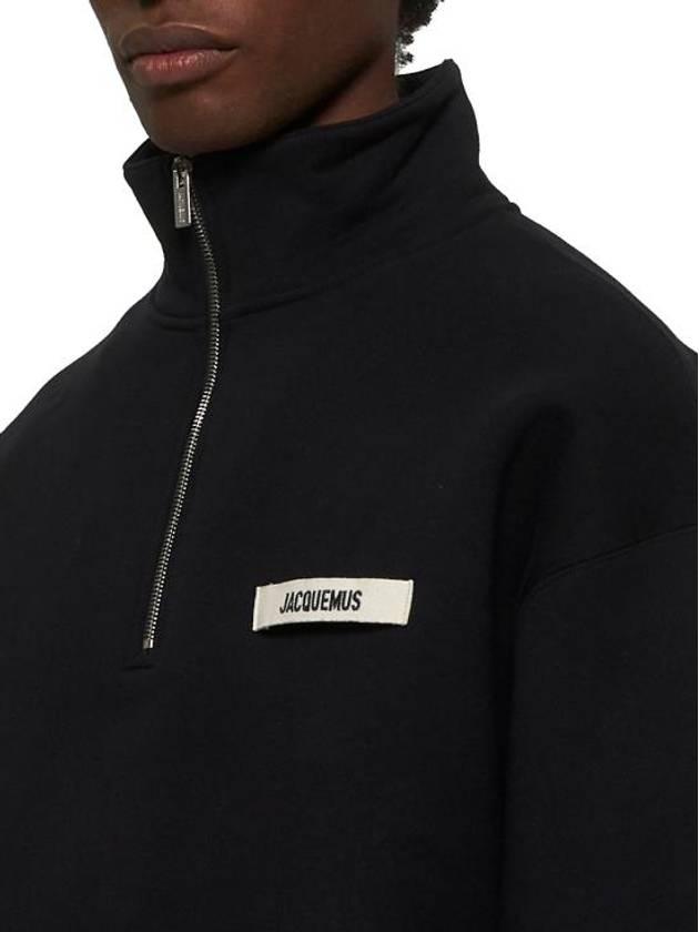 La Croisiere The Gros Grain Zipped Rollneck Sweatshirt Black - JACQUEMUS - BALAAN 5