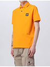 Stretch Cotton Pique Short Sleeve Polo Shirt Orange - STONE ISLAND - BALAAN.