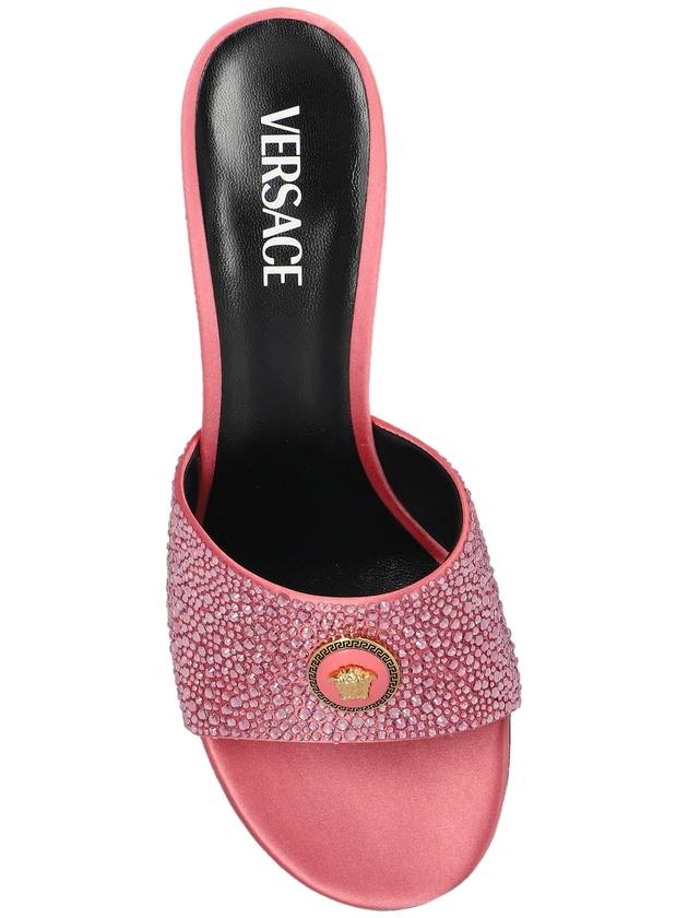 Versace Satin Heeled Mules ‘Alia’, Women's, Pink - VERSACE - BALAAN 6