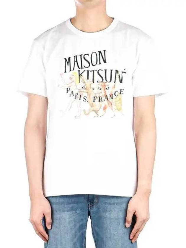 Men s Ollie Flower Fox Short Sleeve T Shirt 271265 - MAISON KITSUNE - BALAAN 1