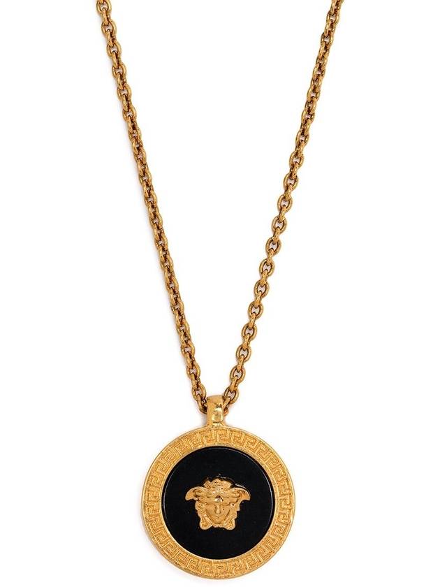 Enamel Medusa Pendant Necklace Black Gold - VERSACE - BALAAN 2