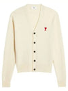 Small Heart Logo Wool Cardigan Vanilla - AMI - BALAAN 2