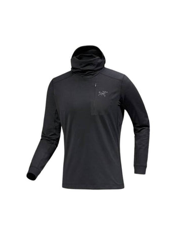 Rho LT Hooded Long Sleeve T-Shirt Black - ARC'TERYX - BALAAN 1