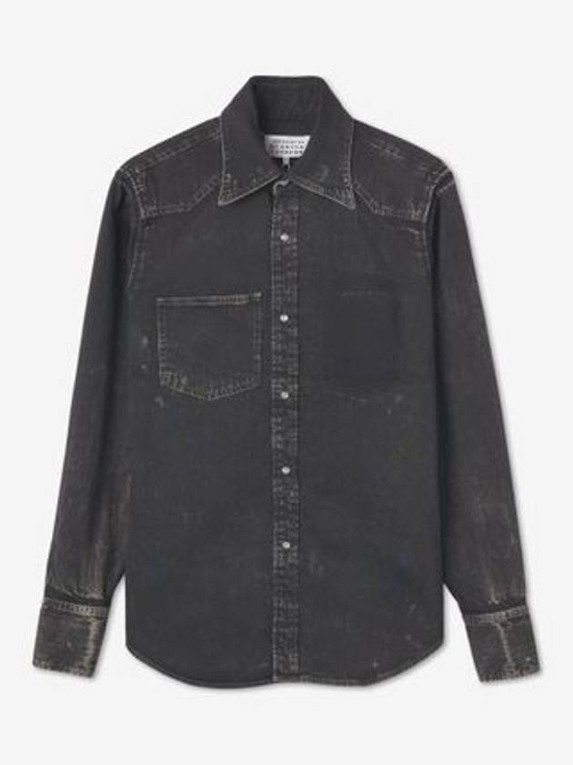 Front Press Stud Cotton Overshirt Jacket Black - MAISON MARGIELA - BALAAN 2