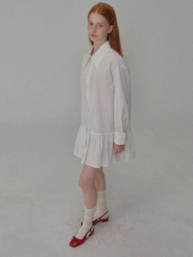 Cotton shirring mini shirt dress White - OPENING SUNSHINE - BALAAN 3