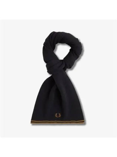 Fred Perry Twin Tip Merino Wool Scarf Black CFPU2439152 S77 - FRED PERRY - BALAAN 1