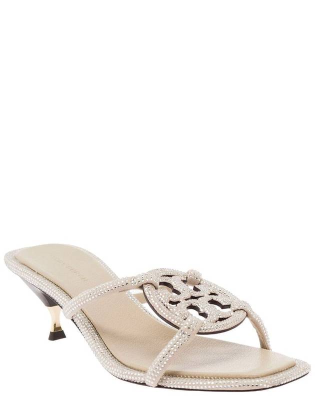 Silver Sandals With Rhinestone And Double T Detail In Leather Woman - TORY BURCH - BALAAN 1