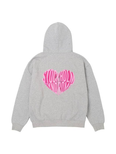 Men's Heart Print Hoodie Grey - STOCKHOLM SYNDROME - BALAAN 1