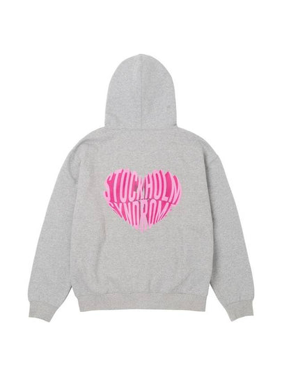 Men's Heart Print Hoodie Grey - STOCKHOLM SYNDROME - BALAAN 2