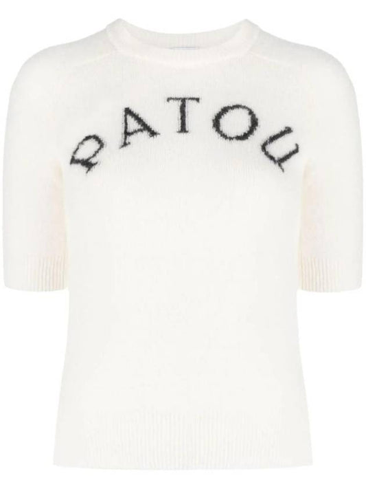 logo intarsia knit top white - PATOU - BALAAN 1