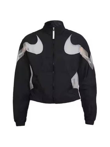 Women's Swoosh Woven Zip Up Jacket Black - NIKE - BALAAN 1