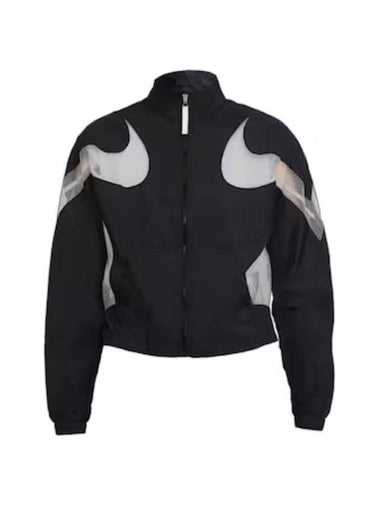 Women's Swoosh Woven Zip Up Jacket Black - NIKE - BALAAN 1