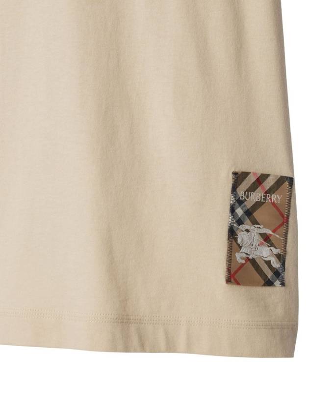 Check Label Cotton Short Sleeve T-Shirt Beige - BURBERRY - BALAAN 6