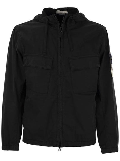 Cotton Twill Stretch Hooded Jacket Black - STONE ISLAND - BALAAN 2