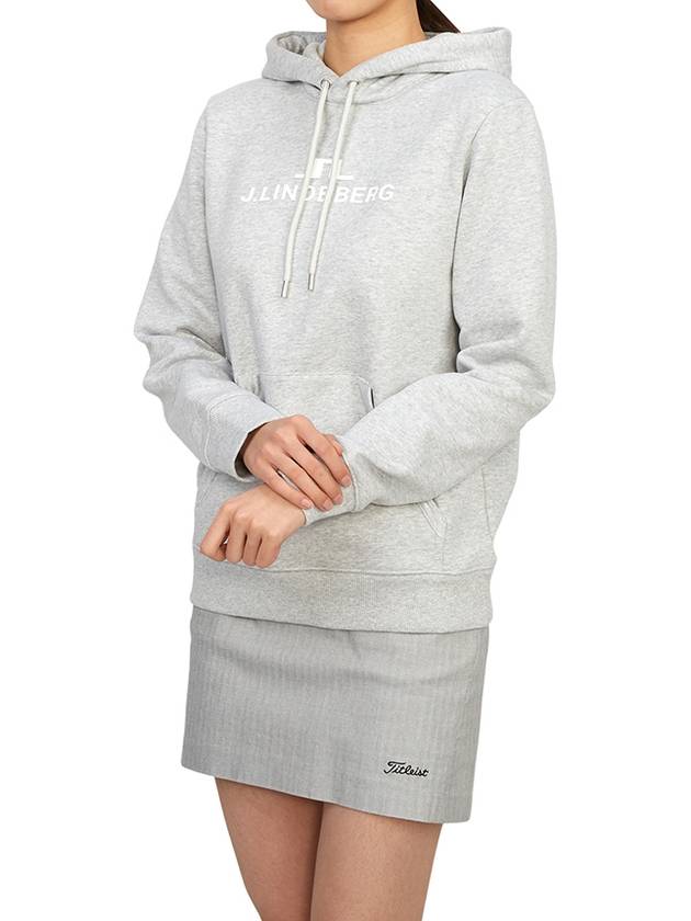 Alpha Logo Print Hoodie Light Grey Melange - J.LINDEBERG - BALAAN 6