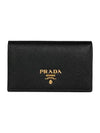 Saffiano Metal Logo Card Wallet Black - PRADA - BALAAN 1