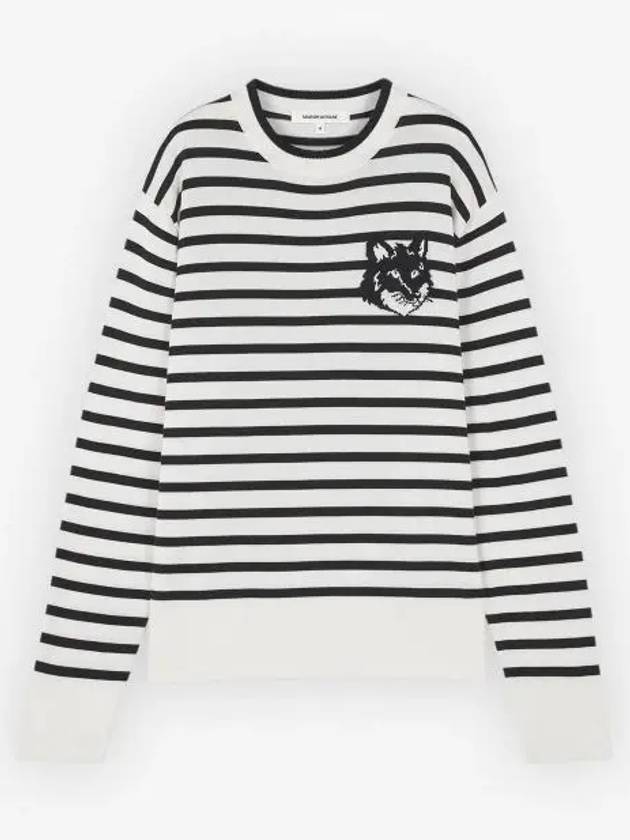 Fox Motif Cotton Long Sleeve T-Shirt Black White - MAISON KITSUNE - BALAAN 2