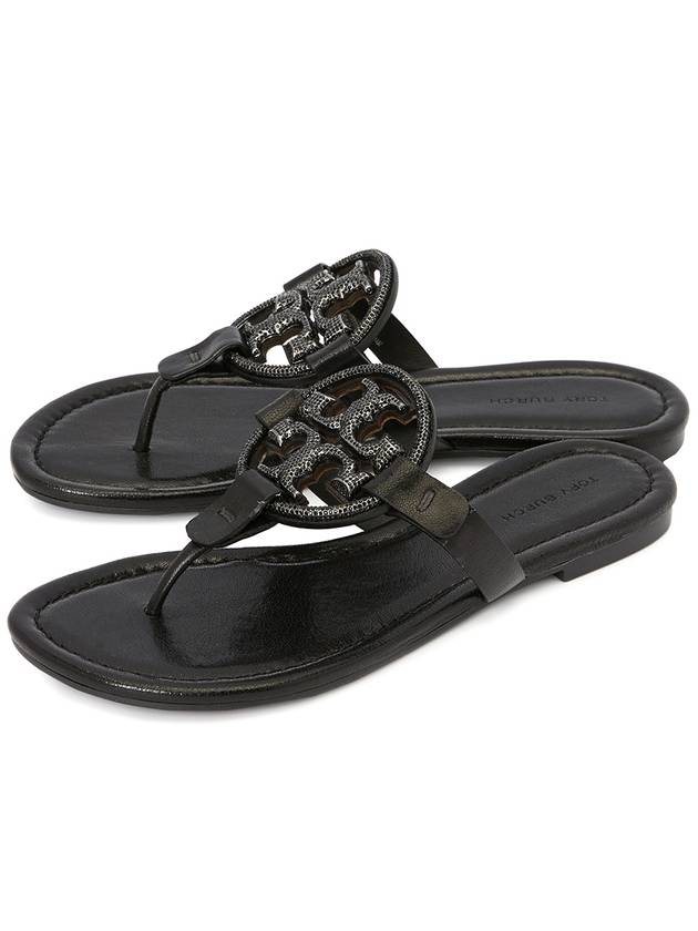 Women's Miller Leather Flip Flops Black - TORY BURCH - BALAAN.