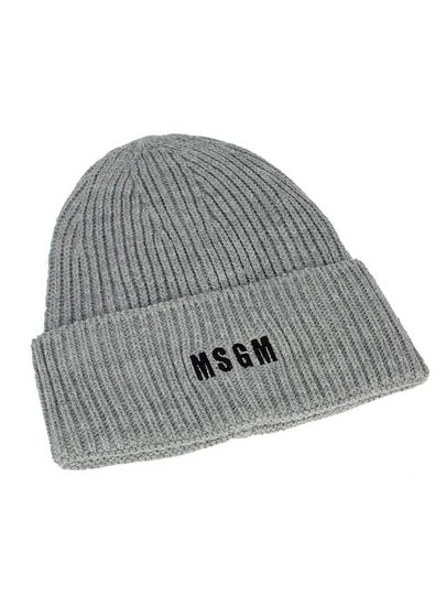 Embroidered Logo Solid Beanie Grey - MSGM - BALAAN 2