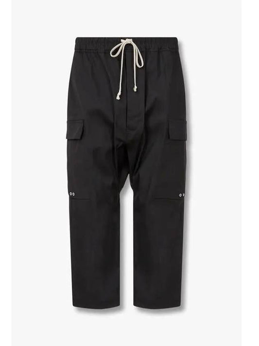 MEN Drawstring Cropped Cargo Pants Black - RICK OWENS - BALAAN 1