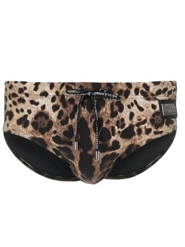 Men's Leopard Swim Briefs Brown - DOLCE&GABBANA - BALAAN 1