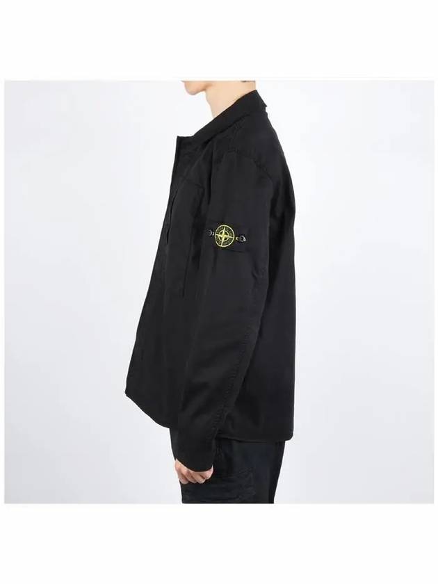 Supima Cotton Twill Over Long Sleeve Shirt Black - STONE ISLAND - BALAAN 4