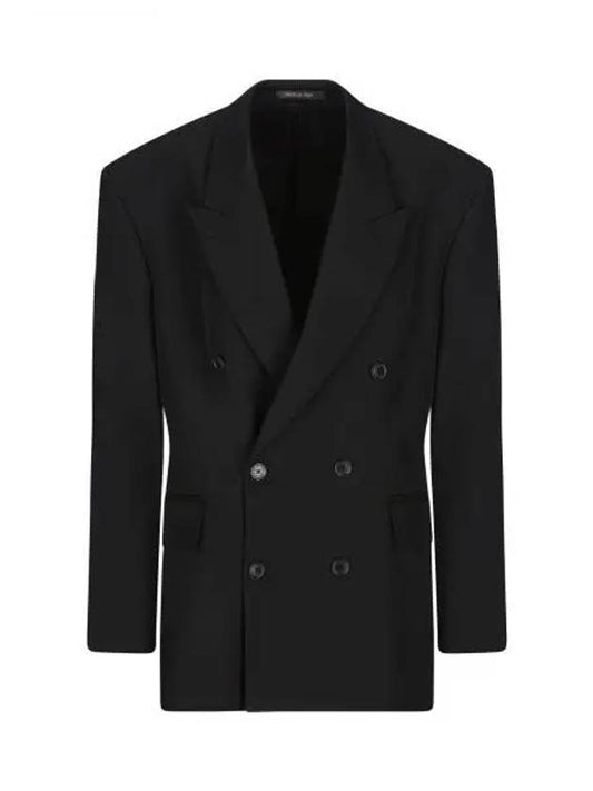 Cinched Double Breasted Wool Jacket Black - BALENCIAGA - BALAAN 2