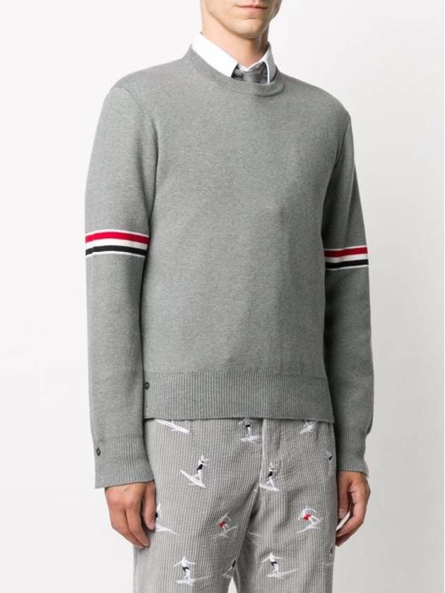 Men's Milan Stitch Armband Crew Neck Knit Top Light Grey - THOM BROWNE - BALAAN 5