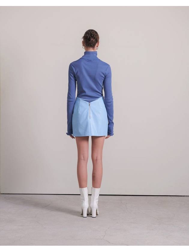 Vegan Leather Mini Skirt Sky Blue - UNMUTE - BALAAN 9