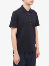 Men's Cotton Pique Center Bag Striped Short Sleeve Polo Shirt  Navy - THOM BROWNE - BALAAN 3