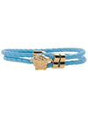 Medusa Braided Leather Bracelet Light Blue - VERSACE - BALAAN 3