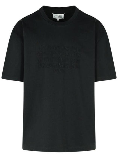 Embroidered Logo Cotton Short Sleeve T-Shirt Black - MAISON MARGIELA - BALAAN 2