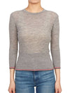 Women's Wool Rib 3/4 Sleeve Crew Neck Pullover Knit Top Light Gray - THOM BROWNE - BALAAN 2