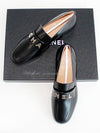 Gold lettering moccasin loafers black - CHANEL - BALAAN 2