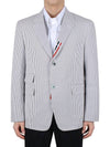 Men's Seersucker Gross Grain Jacket Medium Grey - THOM BROWNE - BALAAN 3