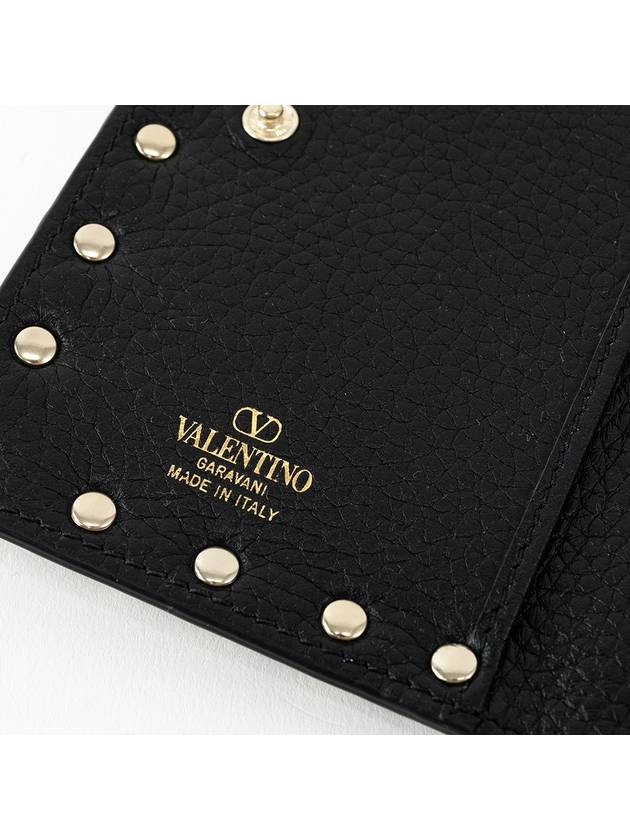 Rockstud Zip Up Card Wallet Black - VALENTINO - BALAAN 5